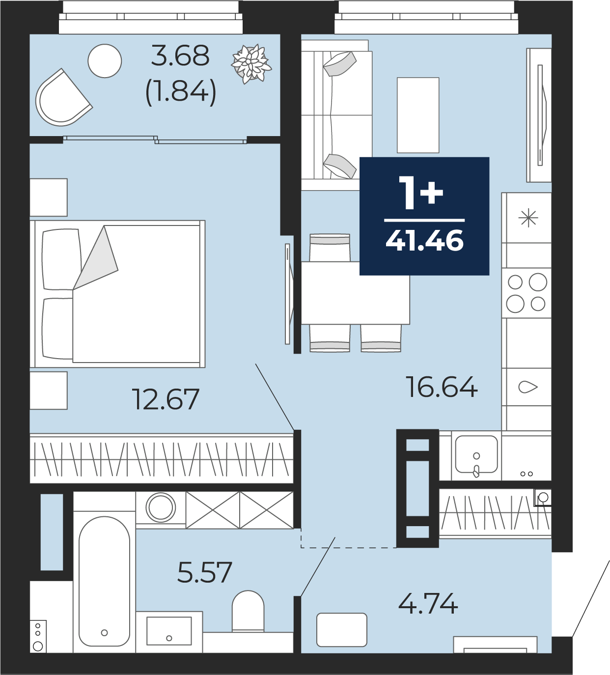 Планировка: Формат уточняется 39.6 м² в ЖК Беринг, Лесобаза