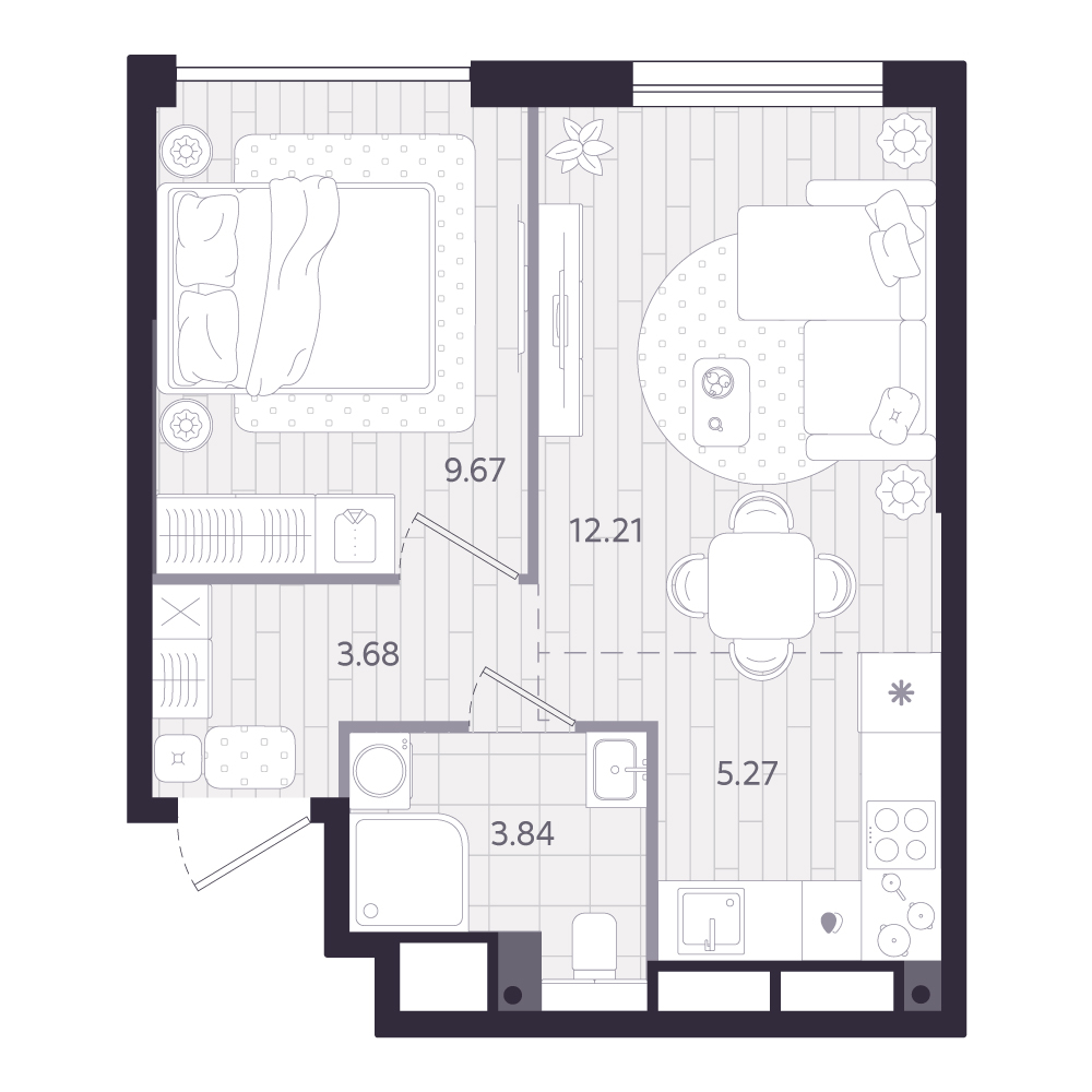 Планировка: Формат уточняется 34.7 м² в ЖК Форсо, Зарека