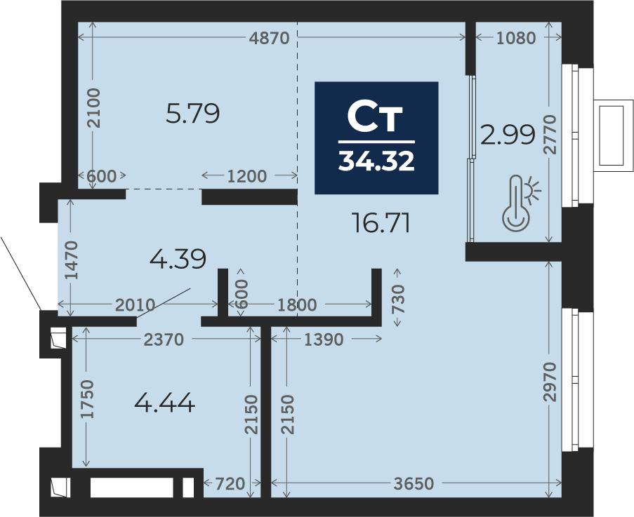 Планировка: Формат уточняется 34.3 м² в ЖК Беринг, Лесобаза