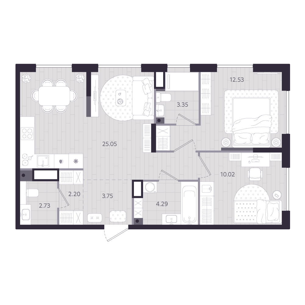 Планировка: Формат уточняется 63.9 м² в ЖК Форсо, Зарека