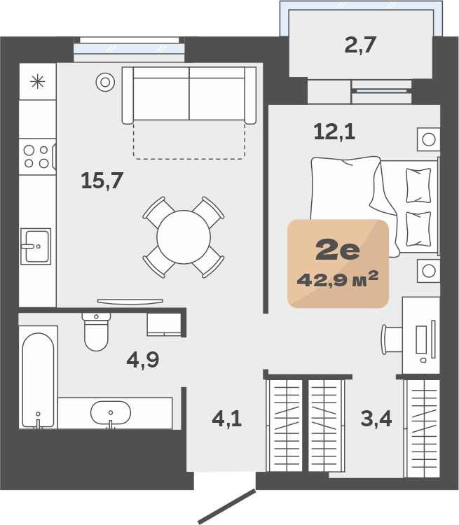 Планировка: Формат уточняется 41.5 м² в ЖК Баланс, Воровского