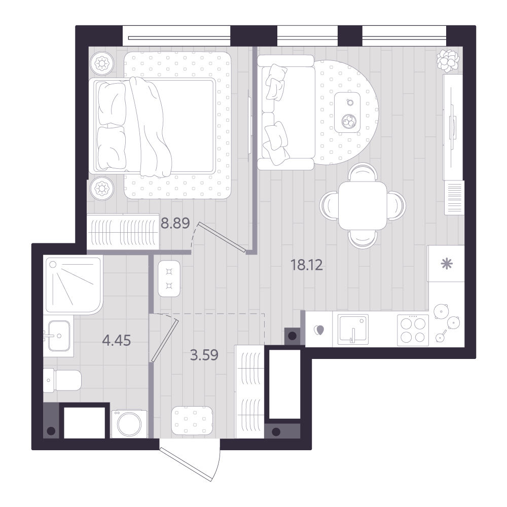Планировка: Формат уточняется 35 м² в ЖК Форсо, Зарека