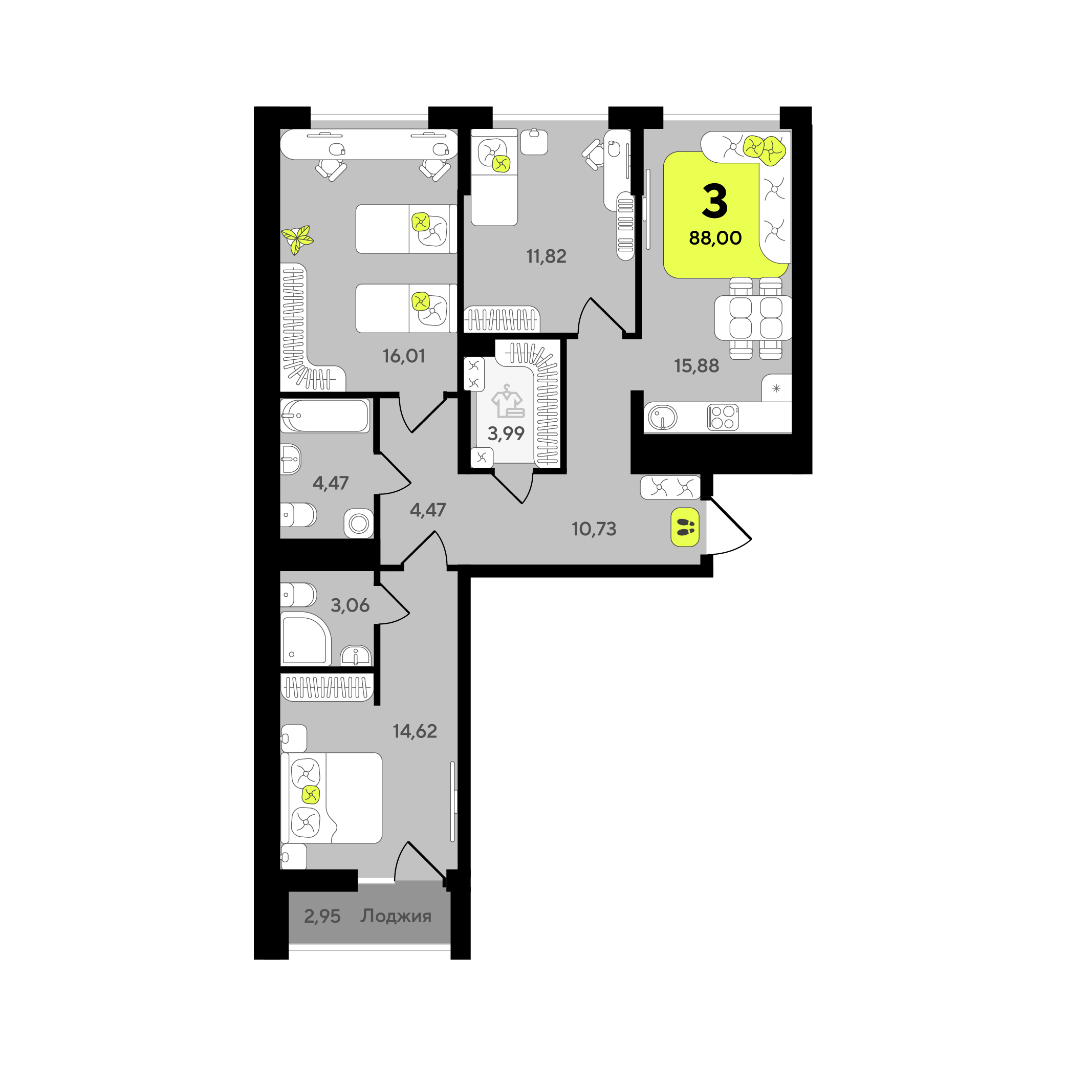 Планировка: Формат уточняется 88 м² в ЖК Окинава, 5-й Заречный