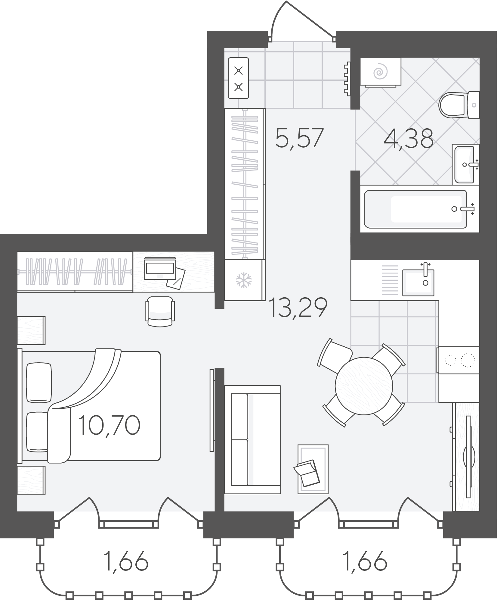 Планировка: Формат уточняется 37.3 м² в ЖК Скандиа. Квартал в Слободе, Тюменская слобода