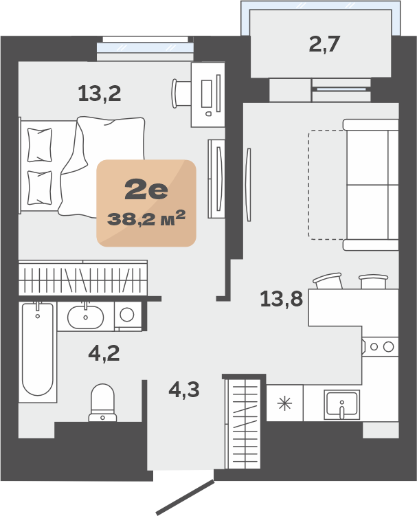 Планировка: Формат уточняется 36.9 м² в ЖК Баланс, Воровского