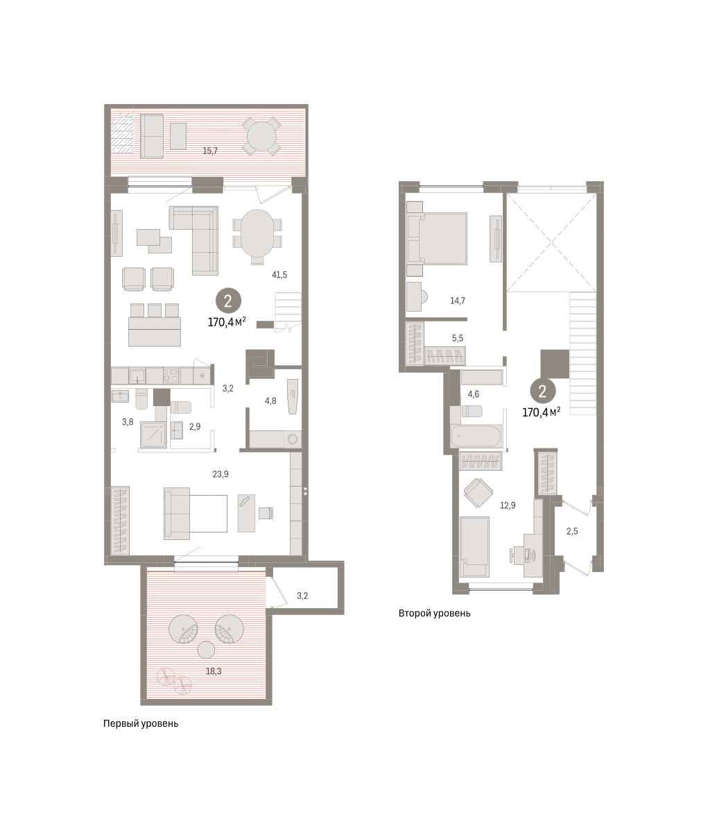 Планировка: 4-комнатная евро 170.4 м² в ЖК Дом у озера, Европейский