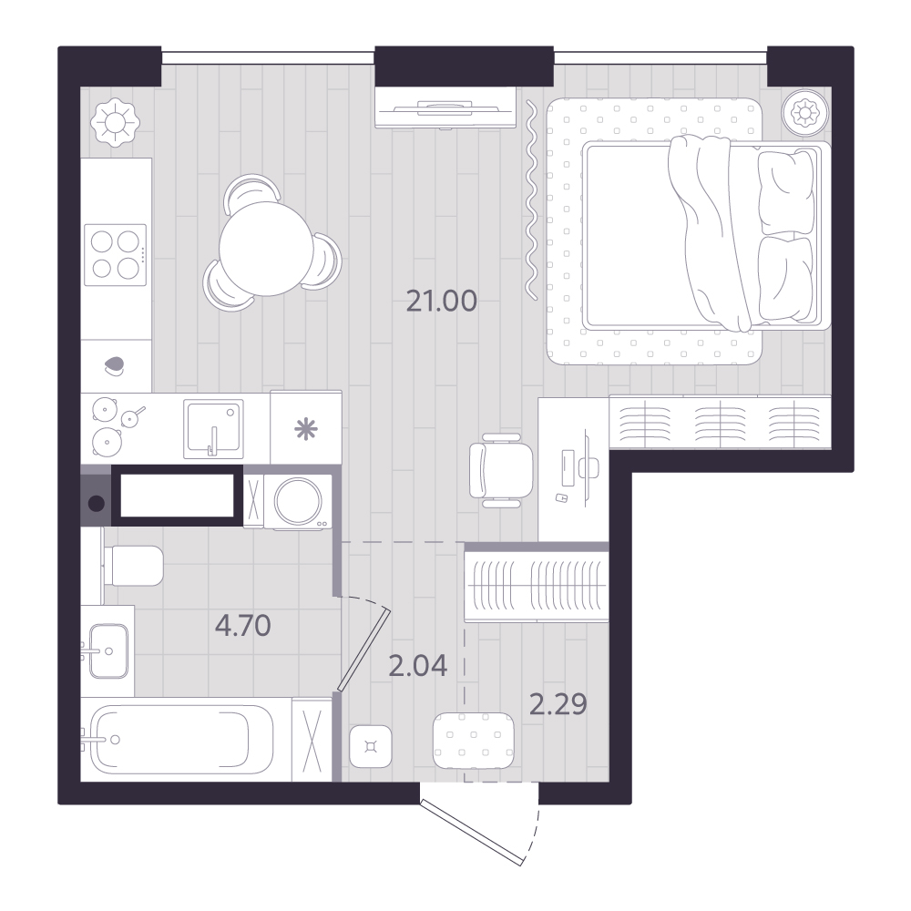 Планировка: Формат уточняется 30 м² в ЖК Форсо, Зарека