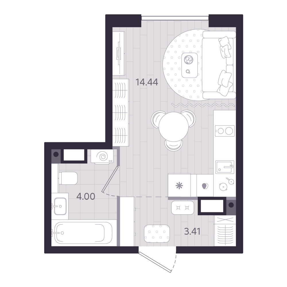 Планировка: Студия 21.9 м² в ЖК Форсо, Зарека