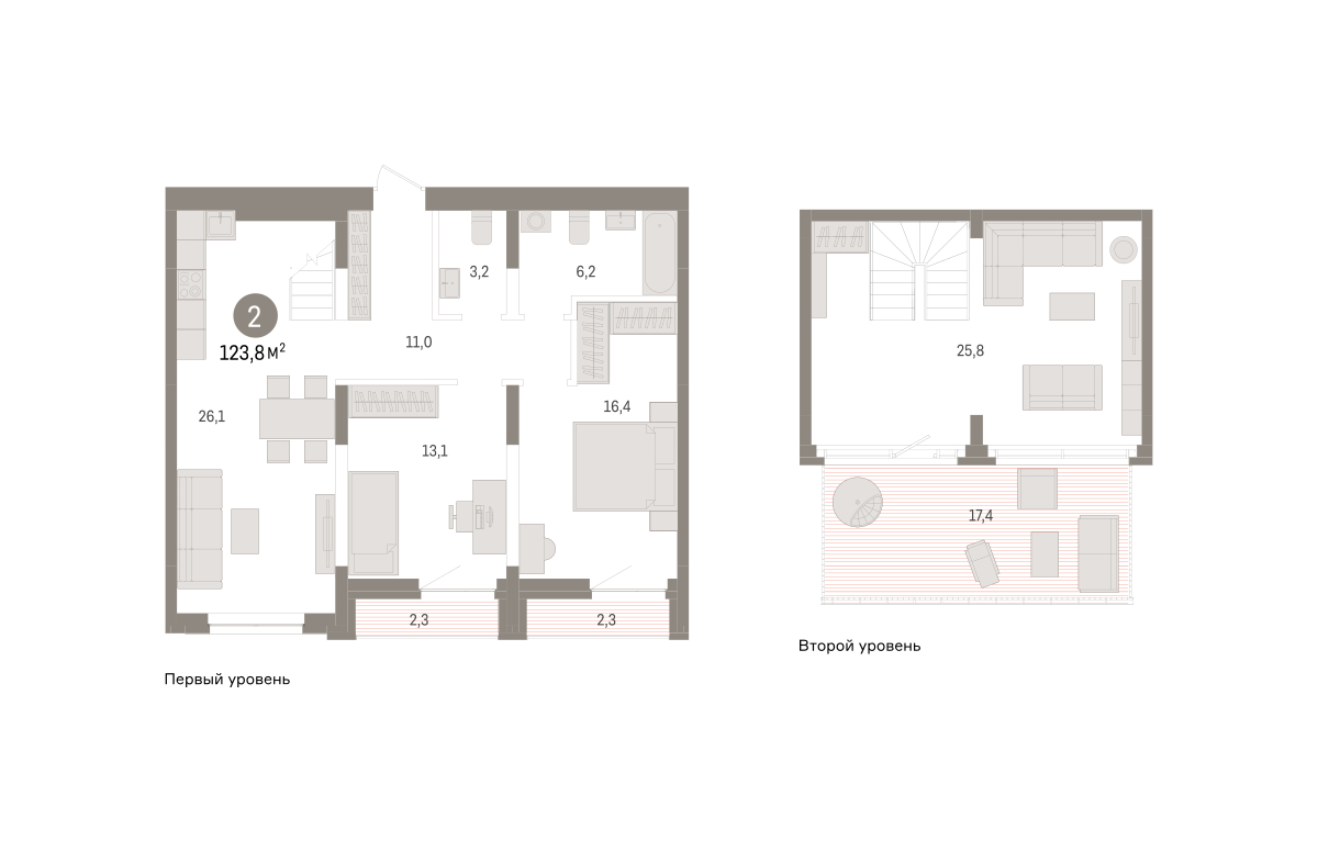 Планировка: Евротрешка 123.8 м² в ЖК Речной порт, Центр: Дом печати