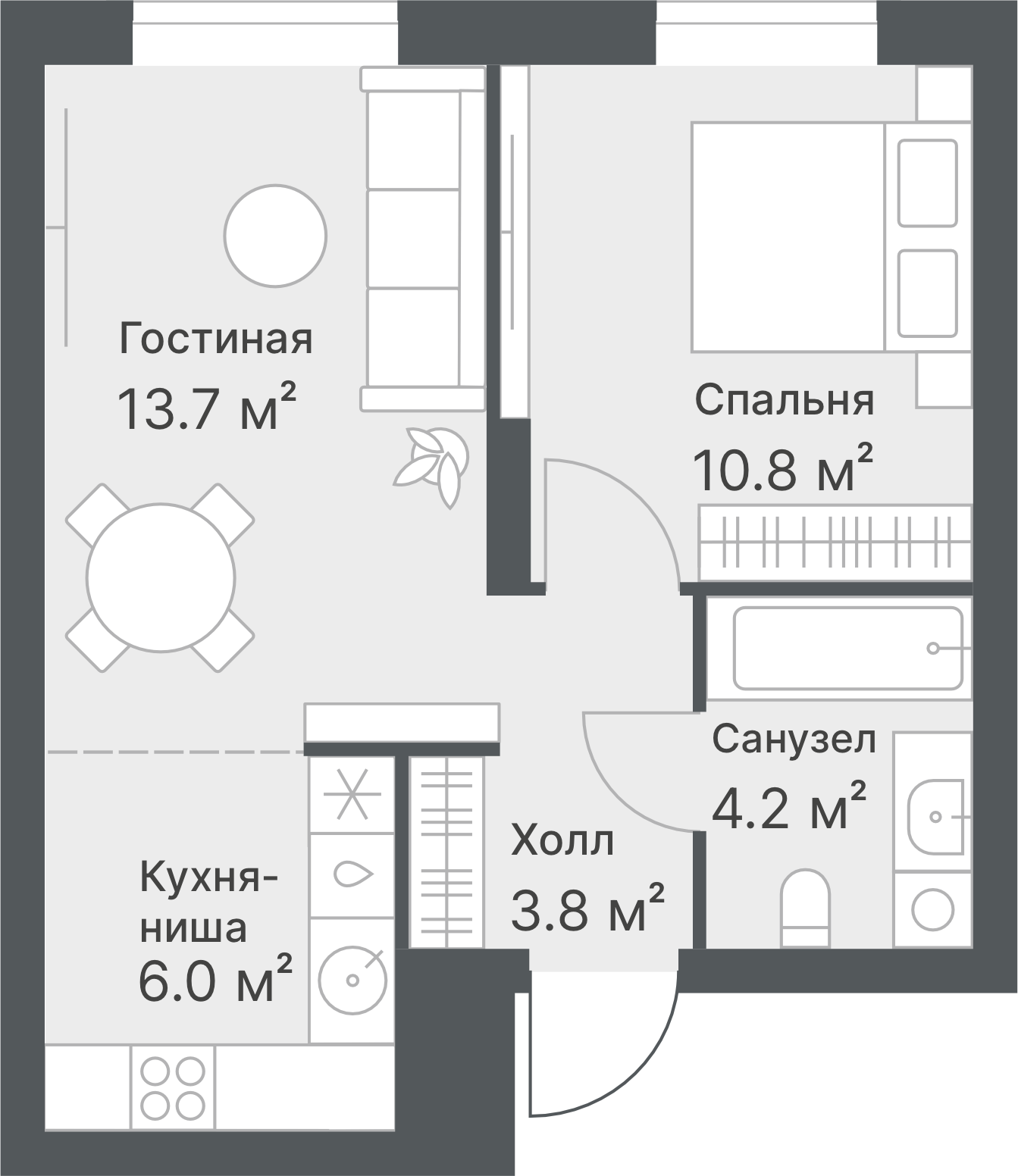 Планировка Евродвушка