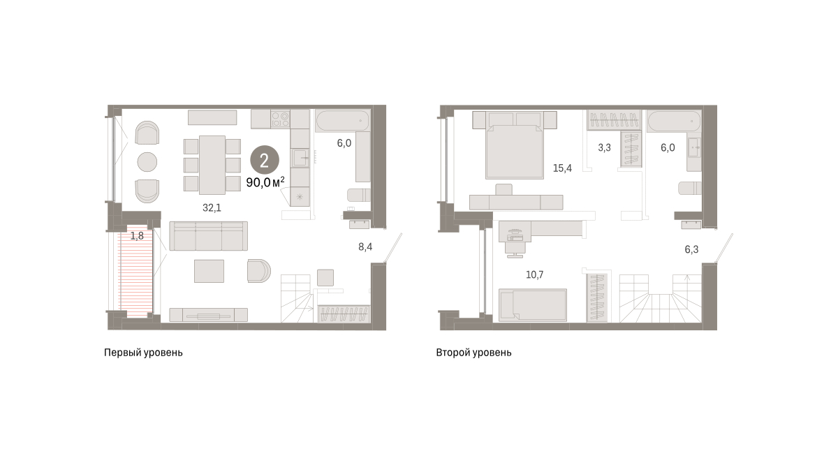 Планировка: Евротрешка 90 м² в ЖК Республики 205, Центр: КПД
