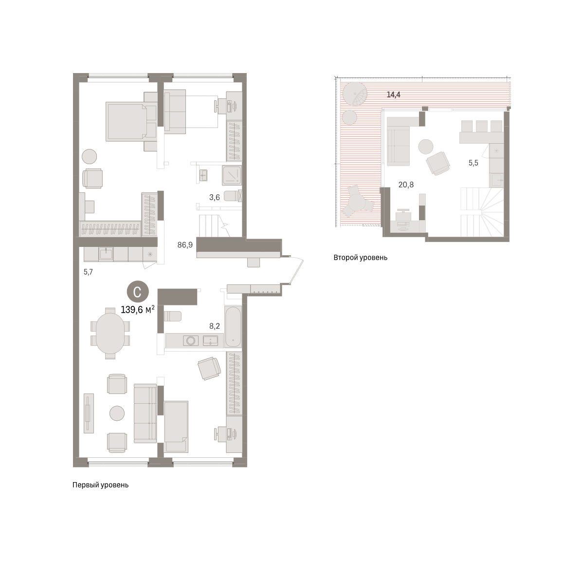 Планировка: 5-комнатная евро 139.6 м² в ЖК Речной порт, Центр: Дом печати