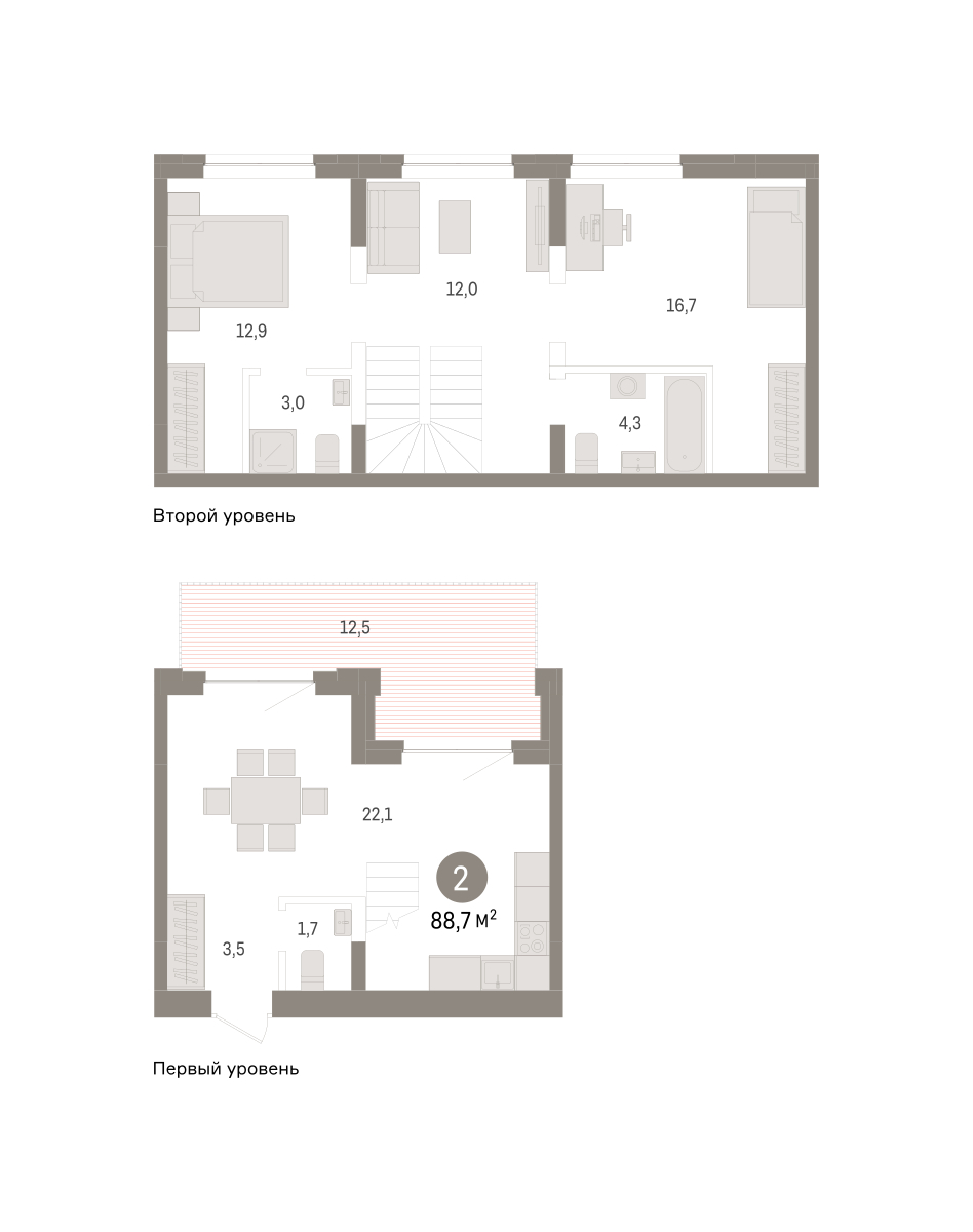 Планировка: Евротрешка 88.7 м² в ЖК Речной порт, Центр: Дом печати