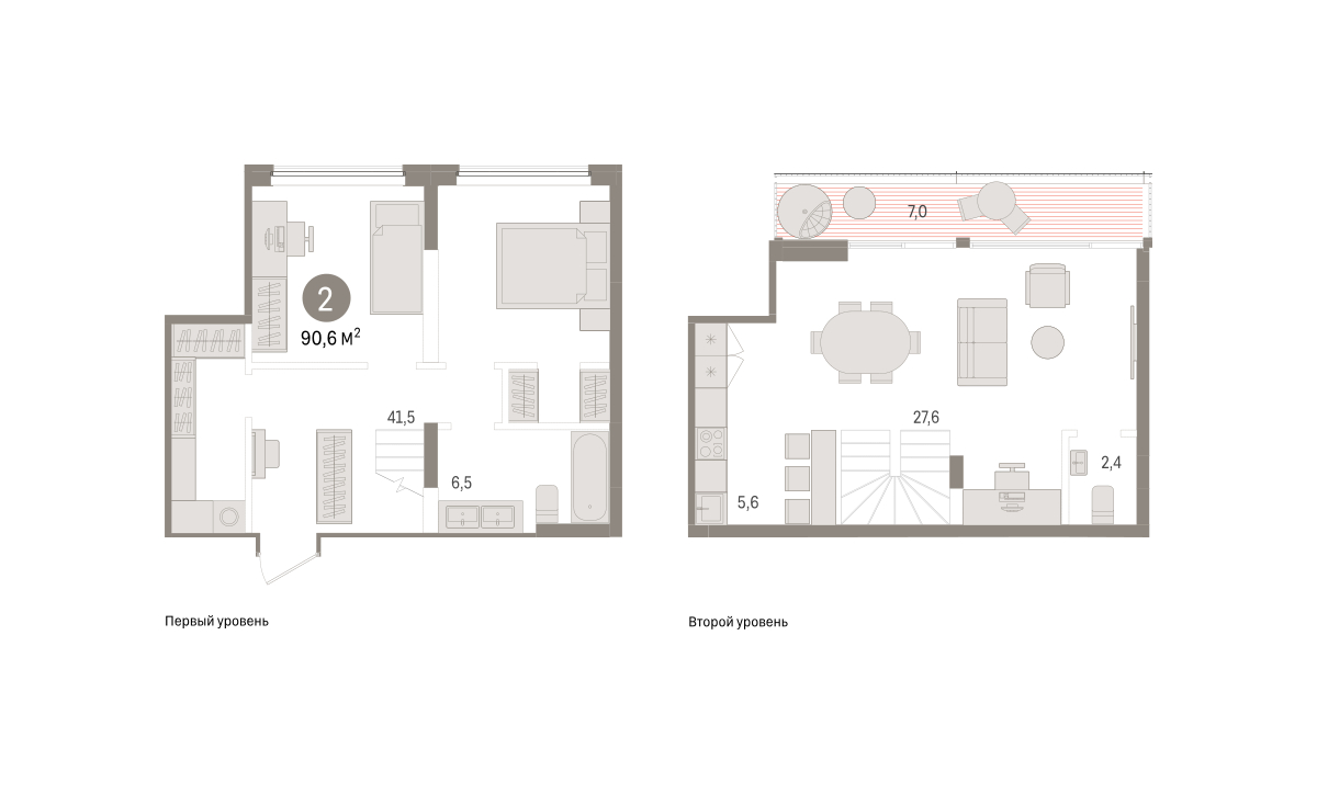 Планировка: 2-комнатная 90.6 м² в ЖК Речной порт, Центр: Дом печати