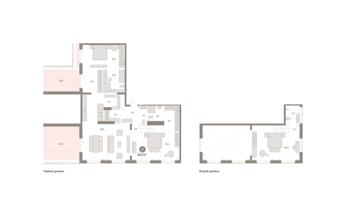 Планировка: 4-комнатная евро 257.2 м² в ЖК На Минской, Центр: Драмтеатр
