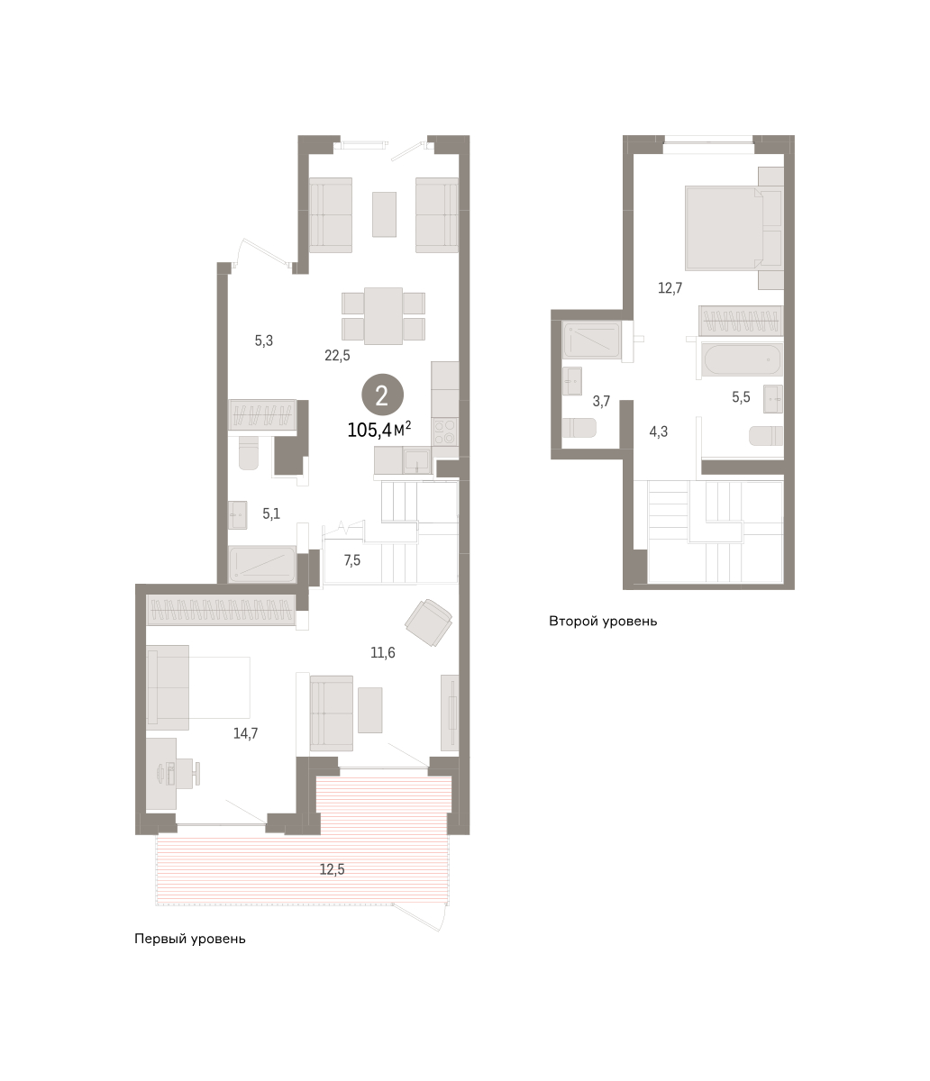 Планировка: Евротрешка 105.4 м² в ЖК Речной порт, Центр: Дом печати