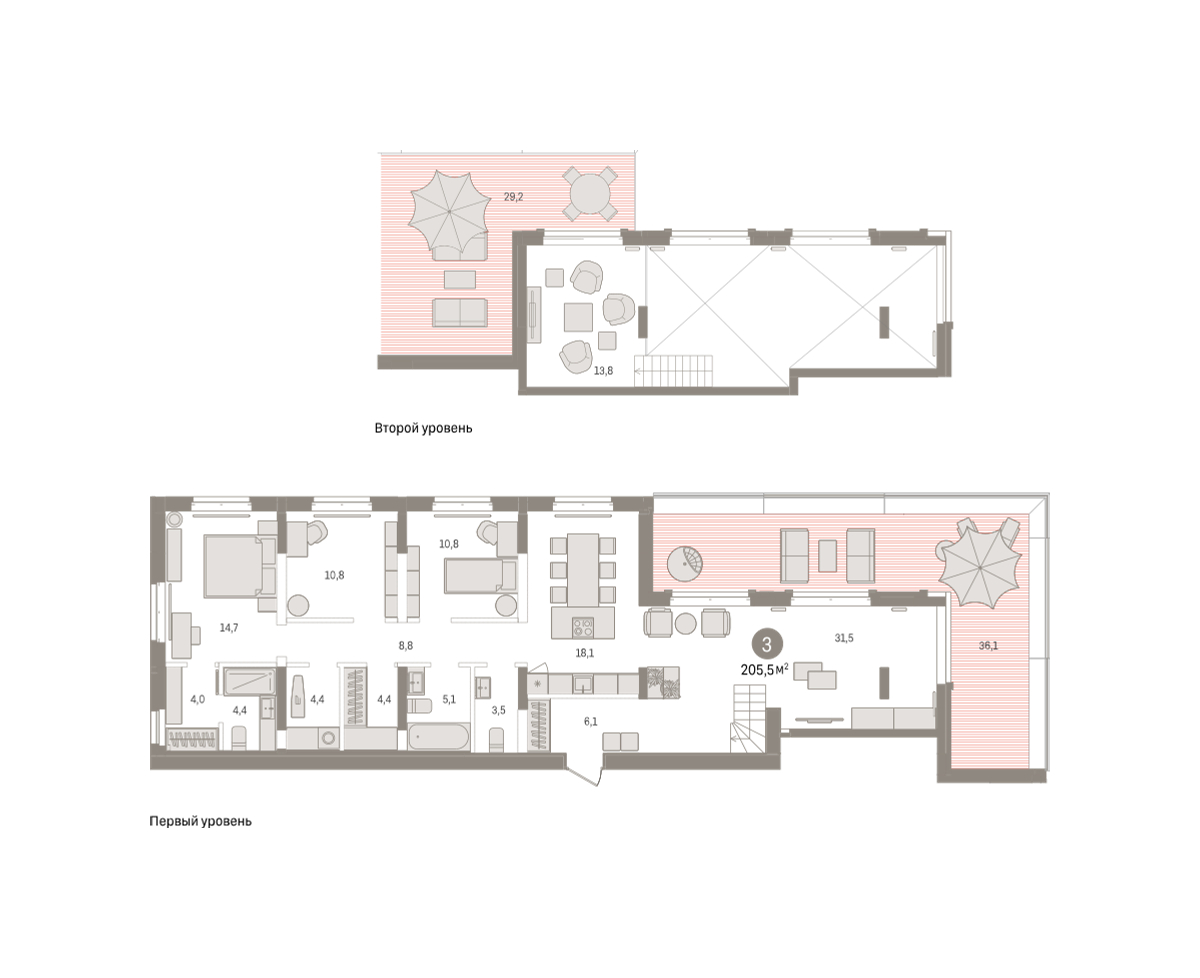 Планировка: 4-комнатная евро 205.5 м² в ЖК На Минской, Центр: Драмтеатр