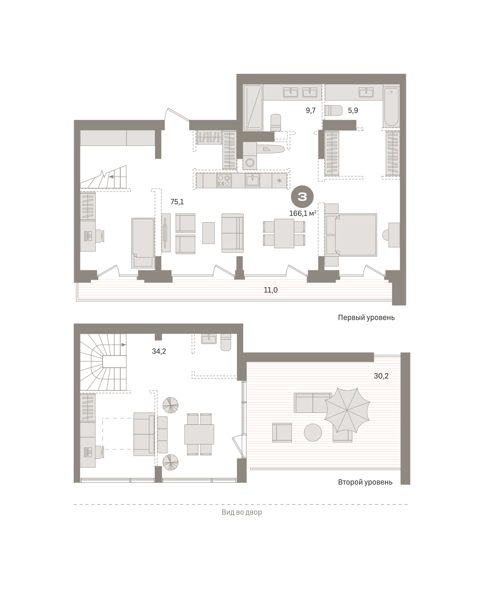 Планировка: 3-комнатная 166.1 м² в ЖК Речной порт, Центр: Дом печати