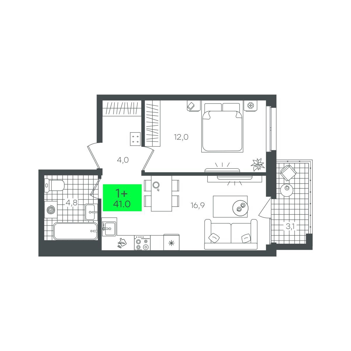 Планировка Евродвушка