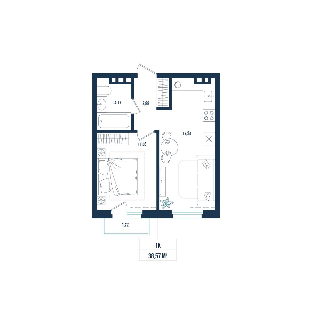 Планировка Евродвушка