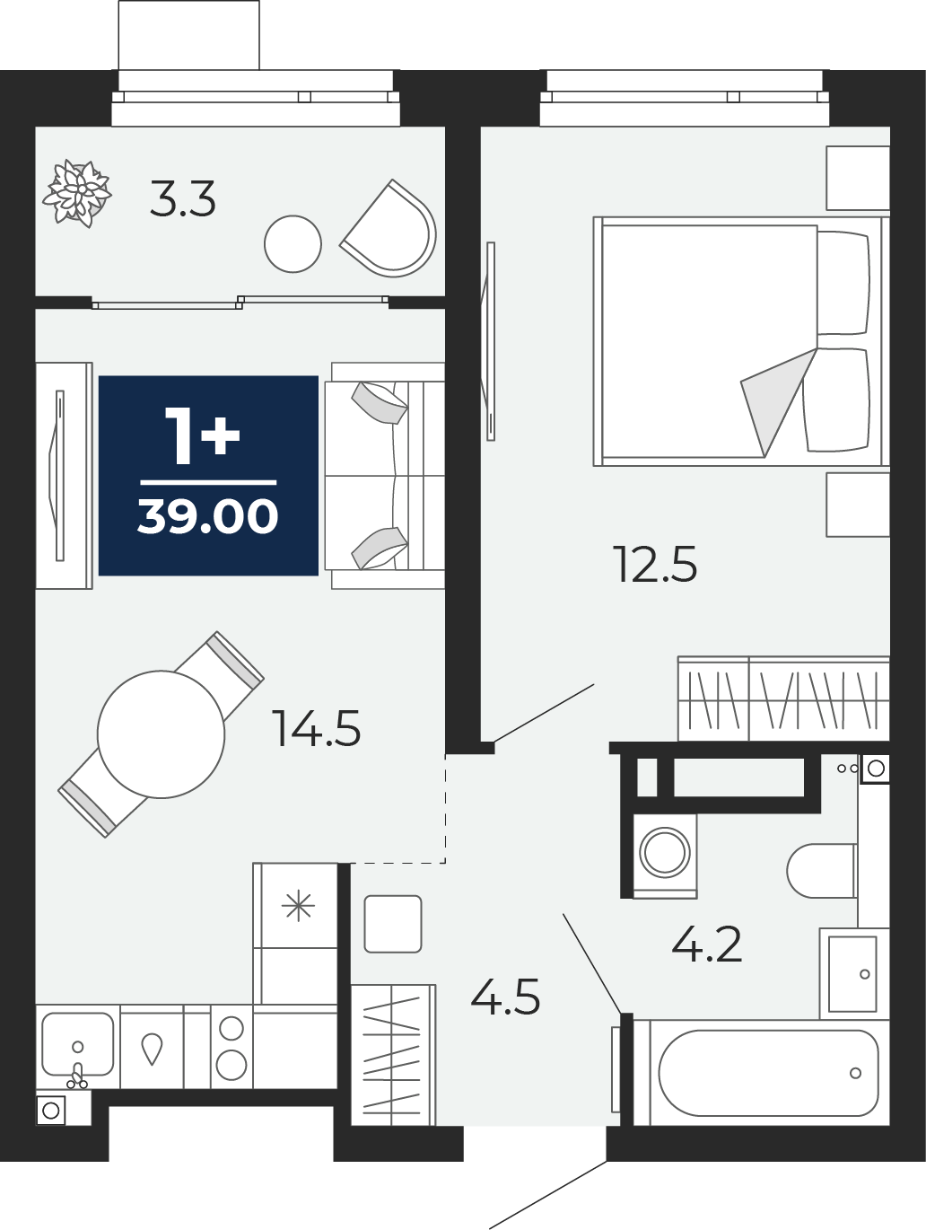 Планировка Евродвушка