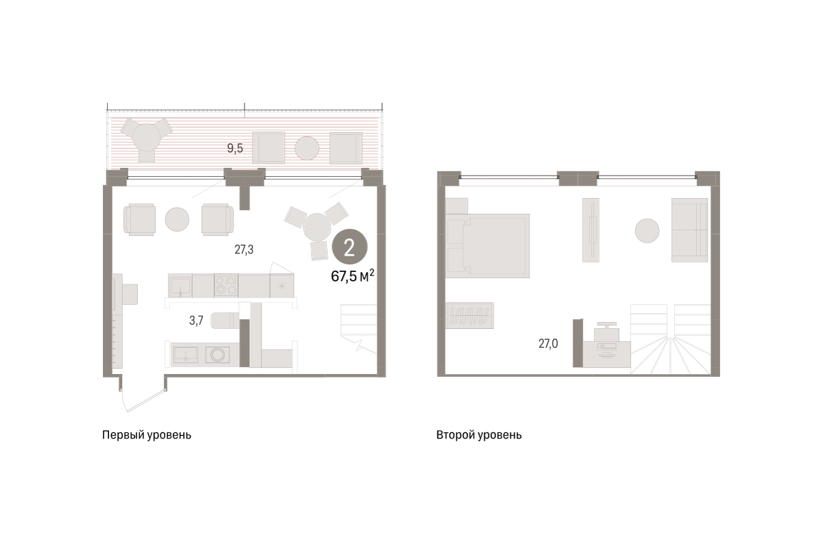 Планировка: 2-комнатная 67.5 м² в ЖК Речной порт, Центр: Дом печати