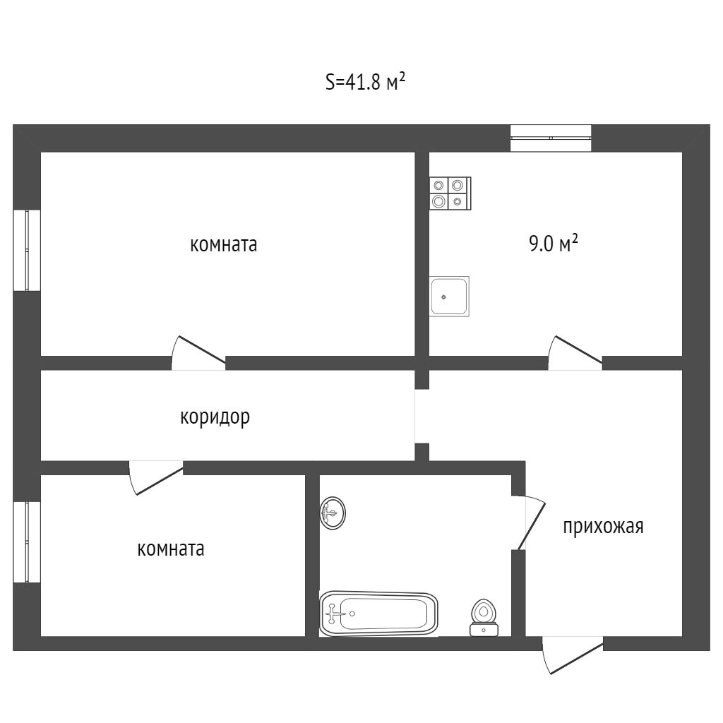 Продажа 2-комнатной квартиры, Заводоуковск, Советская,  4