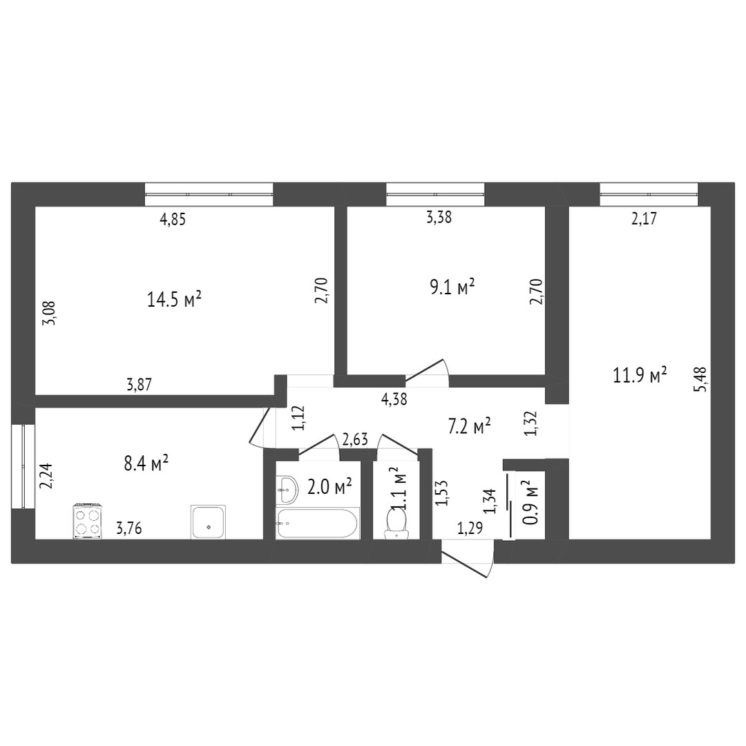 Продажа 3-комнатной квартиры, Заводоуковск, Победы проспект,  2