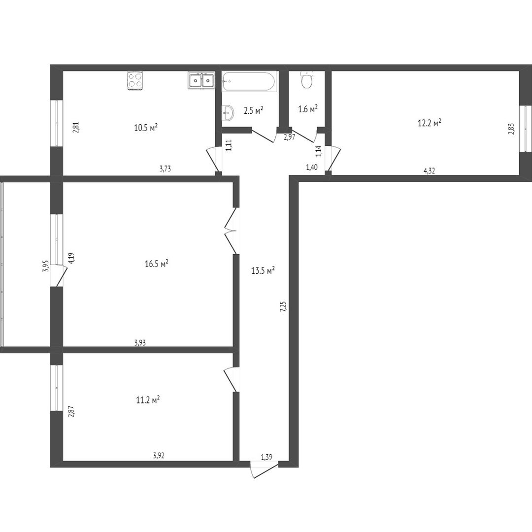 Продажа 3-комнатной квартиры, Заводоуковск, Ворошилова,  7