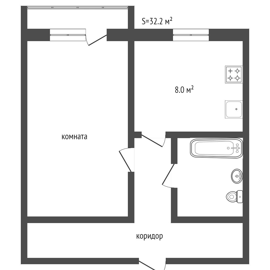 Продажа 1-комнатной квартиры, Заводоуковск, Комарова,  39