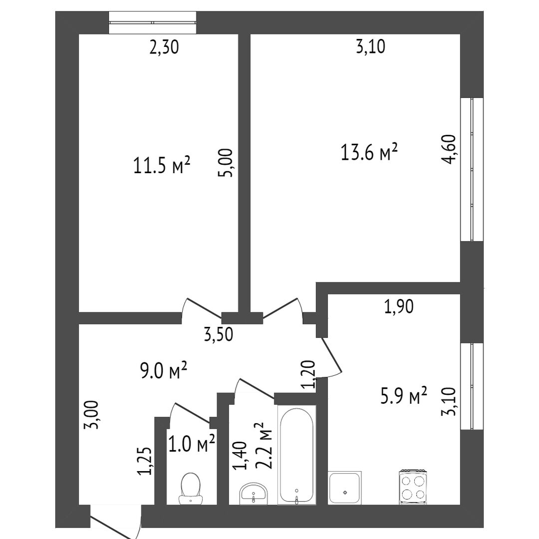 Продажа 2-комнатной квартиры, Заводоуковск, Молодежная,  3