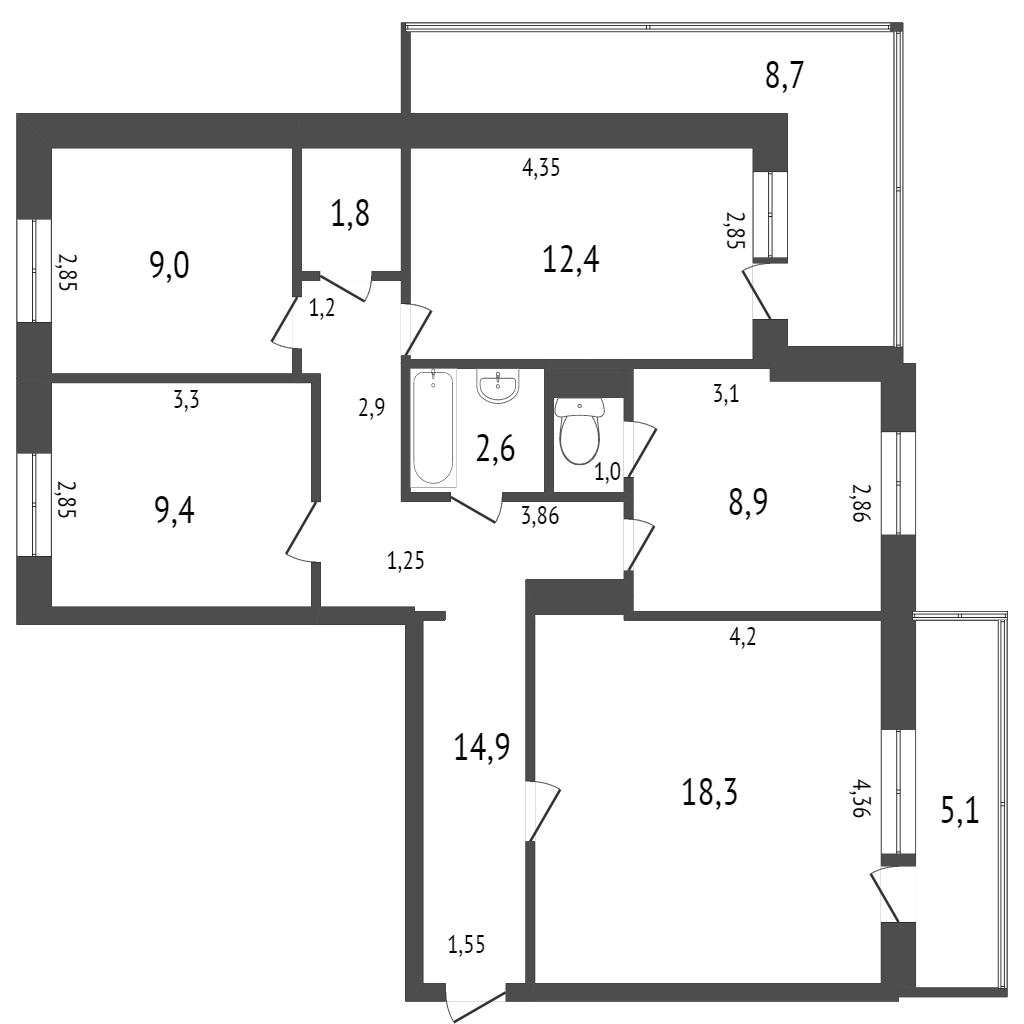 Продажа 4-комнатной квартиры, Комсомольск-на-Амуре, Московский пр-т, 14 Продажа 4-комнатной квартиры, Комсомольск-на-Амуре, Московский пр-т, 14