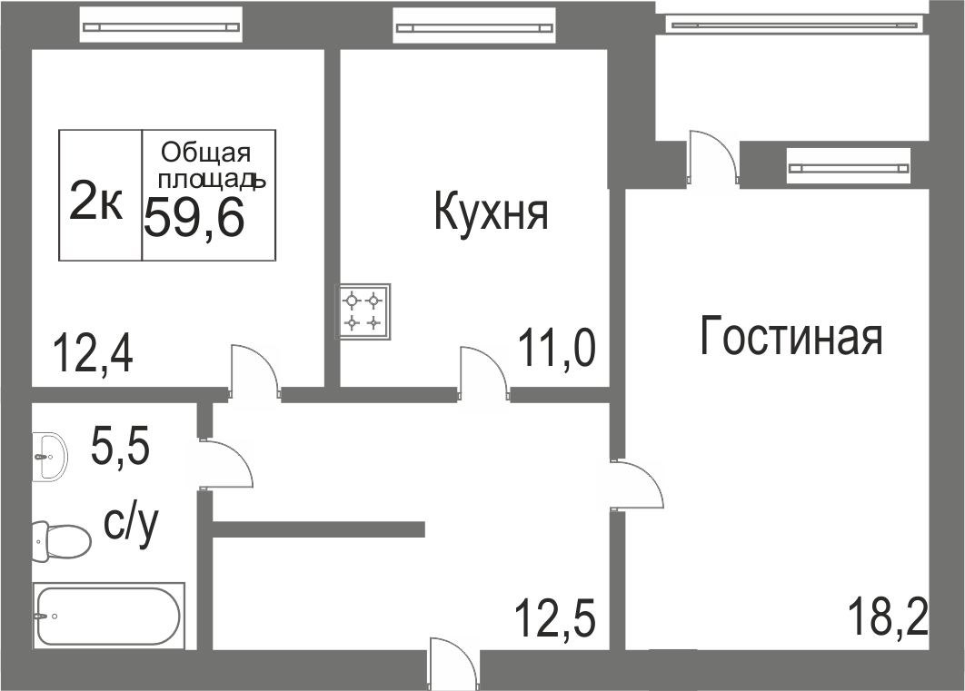 Объявление. г. Сургут, 2-комн.кв. 59.58кв.м, Игоря Киртбая. Фото 11