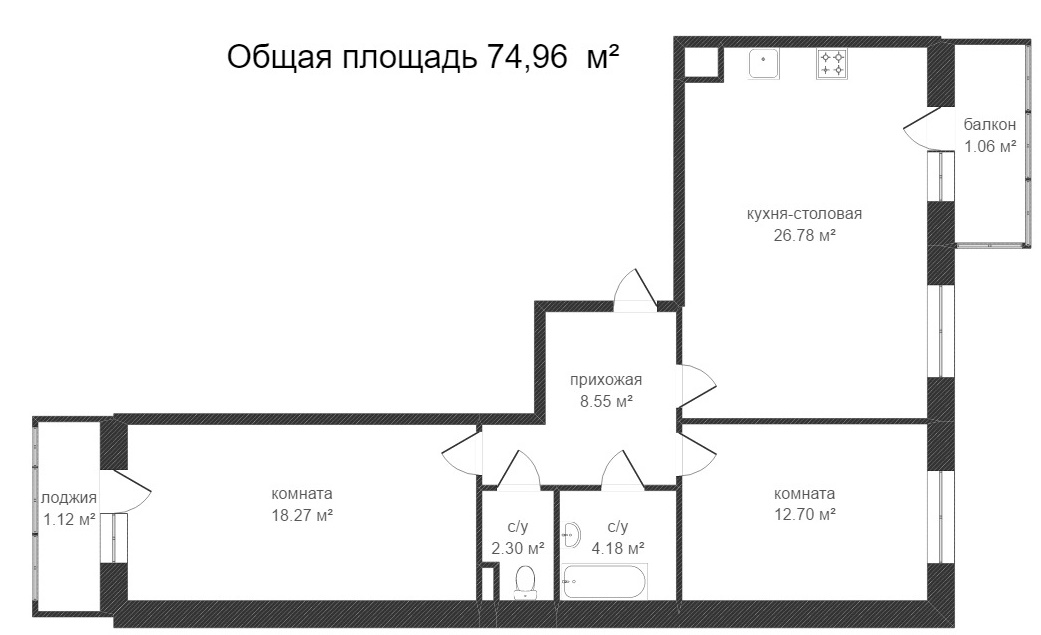 Объявление. г. Сургут, 2-комн.кв. 74.54кв.м, Московская, 5. Фото 7