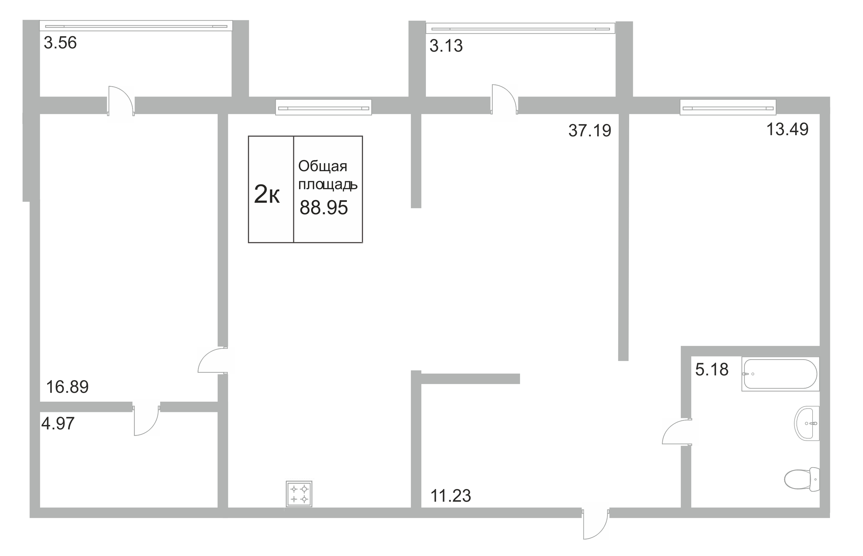 Объявление. г. Сургут, 2-комн.кв. 87кв.м, Югорский тракт, 4. Фото 12