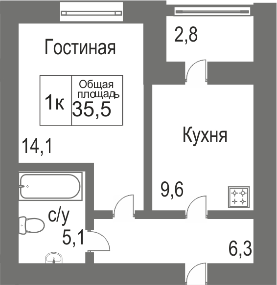 Объявление. г. Сургут, 1-комн.кв. 35.9кв.м, Югорский тракт, 4. Фото 11